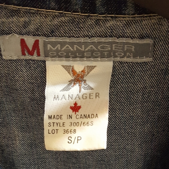 VTG 90's-Y2K Manager💙Blue Dark Washed Lined Short Denim Jacket - Picture 5 of 6